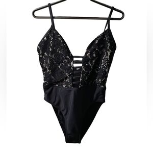 VENUS Black Swimsuit with Lace Accents